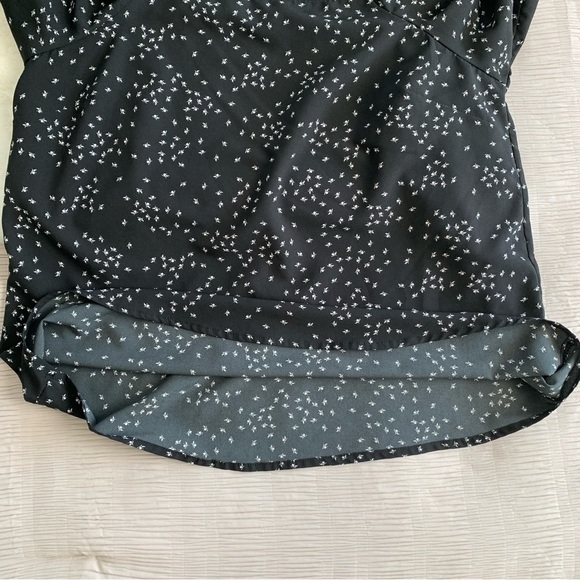 A NEW DAY Women’s Long Puff Sleeve Blouse Square Neck Blk/Wt Tiny Floral Print M - Picture 5 of 10